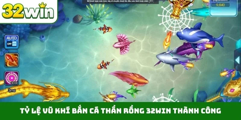 Bắn Cá Thần Rồng 32WIN - Vũ Khí Hạ Boss Khủng Trong Nháy Mắt Tỷ lệ vũ khí bắn cá thần Rồng 32WIN thành công